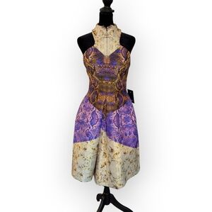 Josh Goot Snake Skin Print Racer Back Purple And Gold Dress Size Small